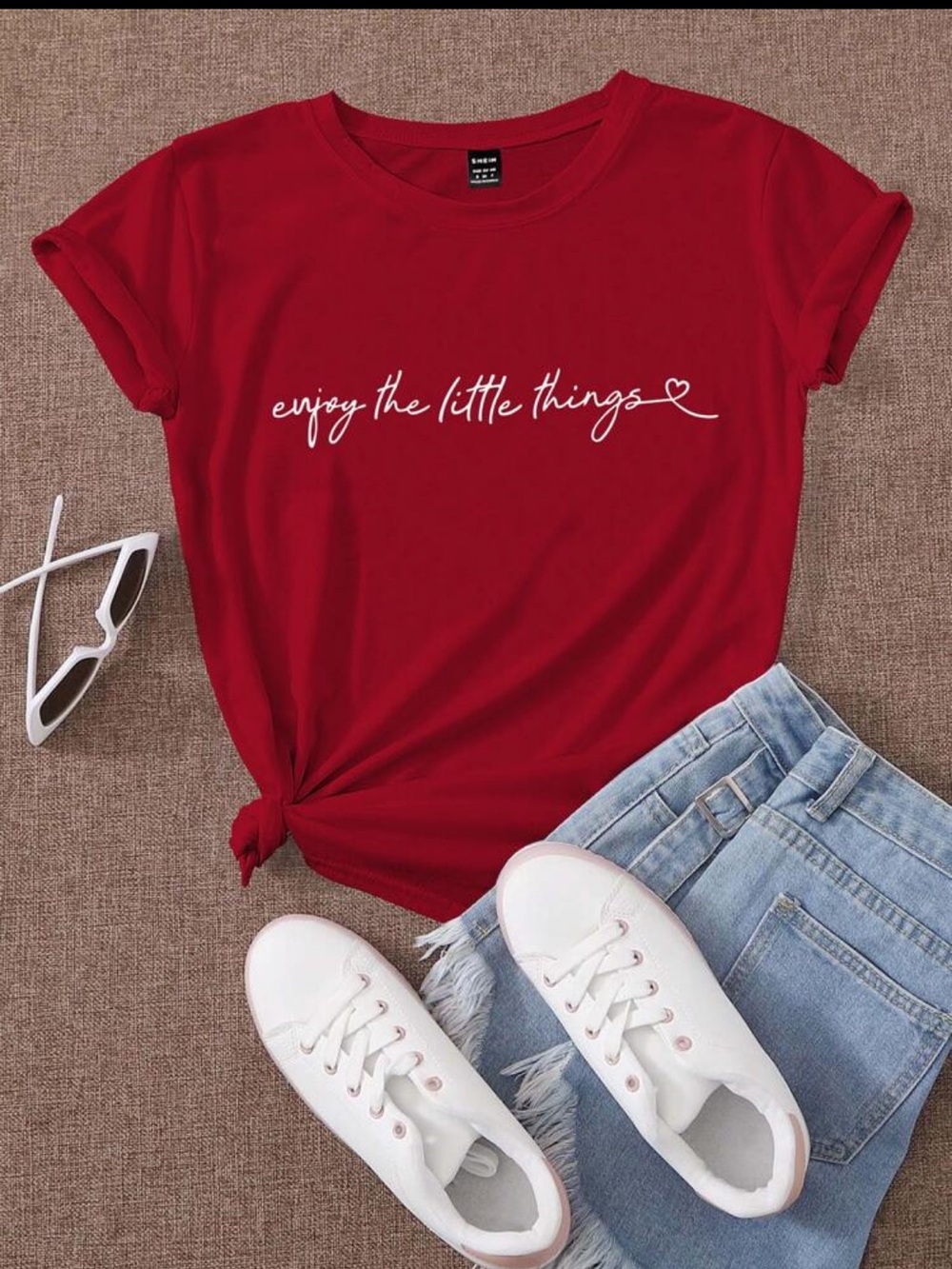 NWOT: Red "Enjoy the Little Things" Graphic Tee